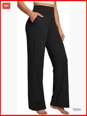High Rise Wide Leg Yoga Pants Tummy Control Stretchy Work Dress Pants